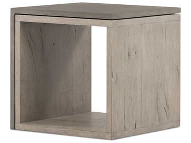 Four Hands Bina Faro 24" Square Washed Natural Veneer Dark Grey Concrete End Table FS228127001