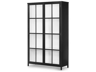 Four Hands Bolton Lexington 48'' Wide Black Tempered Glass White Display Cabinet FS228291001