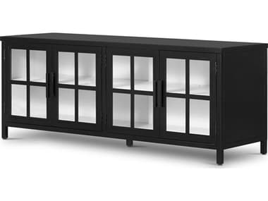 Four Hands Bolton Black / Tempered Glass White 65'' Wide Rectangular Media Console Table FS228487001