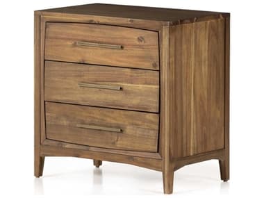 Four Hands Thompson Toasted Acacia / Antique Brushed Three-Drawers Nightstand FS228569001
