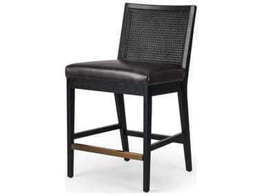 Four Hands Keston Antonia Sonoma Black Upholstered Cane Armless Counter Stool FS229202014