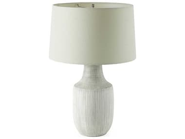 Four Hands Ryker Black & White Grid Ceramic Ivory Linen LED Table Lamp FS229308001
