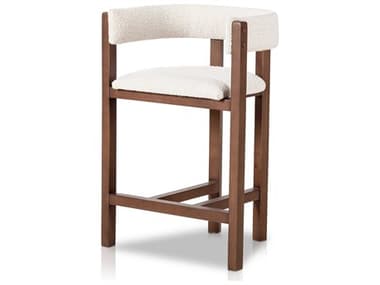 Four Hands Caswell Vittoria Fabric Upholstered Parrawood Knoll Natural Almond Parawood Counter Stool FS229426004