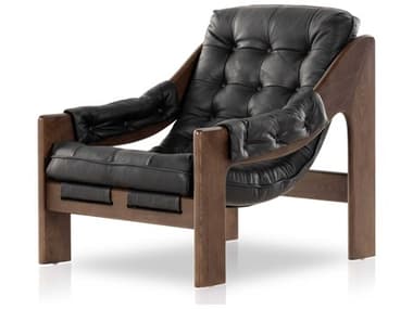 Four Hands Kensington Halston 30" Black Leather Accent Chair FS229488001