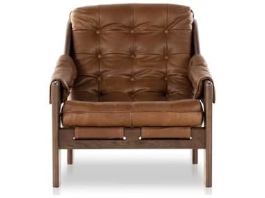 Four Hands Kensington Halston Brown Leather Accent Chair FS229488002