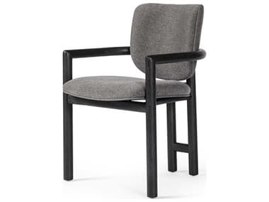 Four Hands Irondale Oak Wood Gray Fabric Upholstered Arm Dining Chair FS229549008