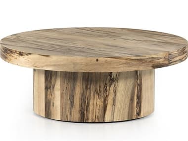 Four Hands Wesson Hudson 40" Round Spalted Primavera Black Plywood Coffee Table FS229609001