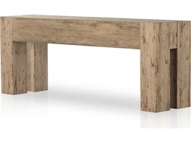 Four Hands Wesson Abaso 86" Rectangular Rustic Wormwood Oak Console Table FS229656002