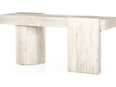 Four Hands Wesson Georgie 75" Rectangular Wood Bleached Spalted Oak Ash Oyster Beige Console Table FS229657002