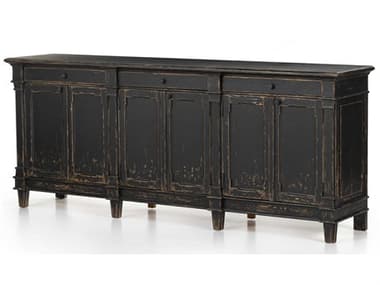 Four Hands Cordella Marjorie 96" Pine Wood Distressed Black Sideboard FS229927001