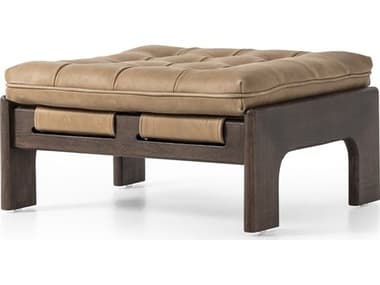 Four Hands Kensington Halston Brown Leather Ottoman FS230136006