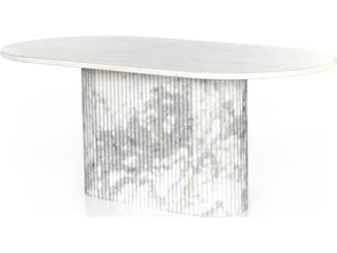 Four Hands Rockwell Oranda Polished White Marble Dining Table FS230383001