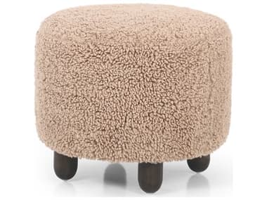 Four Hands Kensington Aniston 22" Andes Toast Burnt Birch Beige Fabric Upholstered Ottoman FS230810004