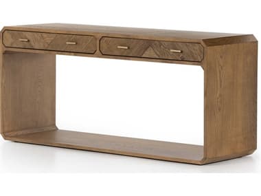 Four Hands Bolton 75" Rectangular Wood Natural Ash Satin Brass Console Table FS231408001
