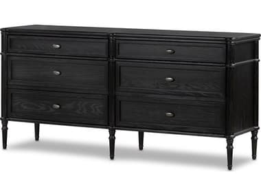 Four Hands Collins Toulouse Distressed Black Oak  Wood 6 Drawer Dresser FS232861002