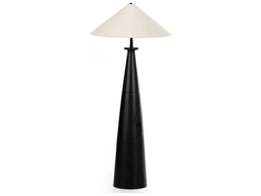 Four Hands Asher 65" Tall Matte Black Cast Aluminum Light Beige Floor Lamp FS232989001