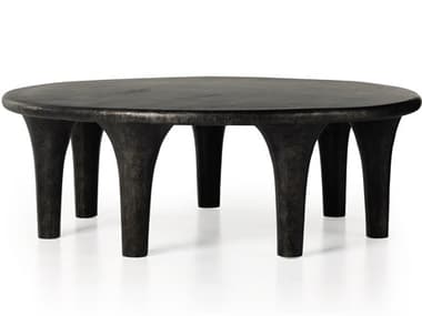 Four Hands Marlow Kelden 48" Round Metal Raw Black Coffee Table FS233025002
