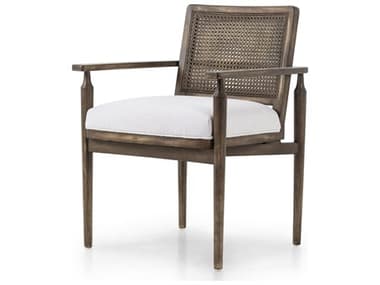 Four Hands Kensington Xavier Oak Wood White Leather Armless Dining Chair FS235754005