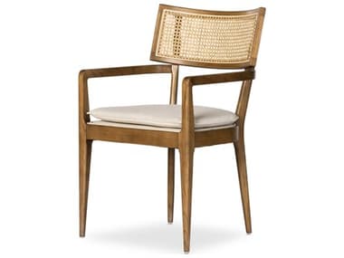 Four Hands Caswell Natural Cane / Toasted Nettlewood / Savile Flax Arm Dining Chair FS236133005