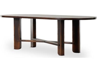 Four Hands Cordella Ovilla 96" Oval Wood Distressed Walnut Dining Table FS236211001