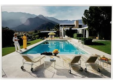 Four Hands Art Studio Palm Springs Pool by Slim Aarons White Maple Floater  Canvas Wall Art FS236266003