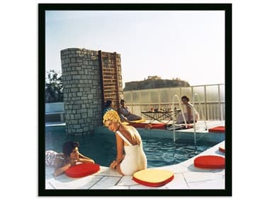 Four Hands Art Studio Penthouse Pool by Slim Aarons Black Maple Floater  Canvas Wall Art FS236287003