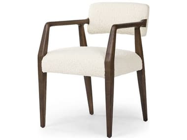 Four Hands Abbott Tyler Fabric Oak Wood White Upholstered Arm Dining Chair FS236324001