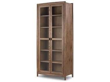 Four Hands Bolton Glenview 38'' Wide Oak Wood Weathered Veneer Display Cabinet FS236398001