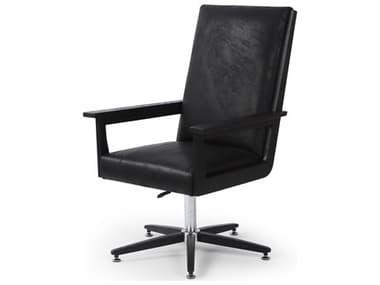 Four Hands Ashford Carla Heirloom Black Leather Executive Desk Chair FS236532001