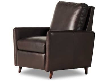 Four Hands Centrale Wallen 30" Heirloom Cigar Dark Aubrun Walnut Brown Leather Upholstered Recliner Chair FS236949003