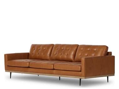 Four Hands Norwood Lexi 99" Sonoma Butterscotch Whitewash Satin Brown Leather Upholstered Sofa FS237245001
