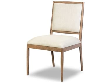 Four Hands Bolton Glenview Oak Wood Beige Fabric Upholstered Side Dining Chair FS237548001