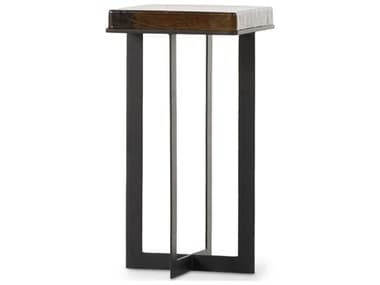 Four Hands Marlow Giselle 12" Square Iron Matte Black Amber Cast Glass End Table FS237786001