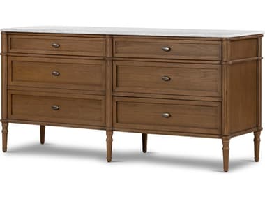 Four Hands Collins Toulouse 70" Wide 6-Drawers Brown Oak Wood Double Dresser FS238116001
