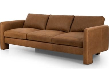 Four Hands Grayson Katya 96" Eucapel Cocoa Brown Leather Upholstered Sofa FS238395002