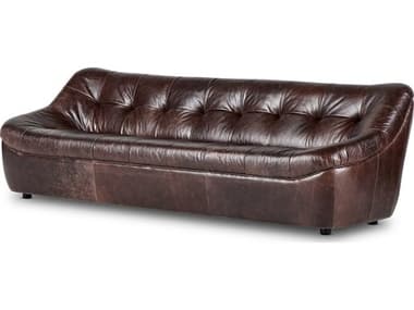 Four Hands Kensington Farley 106" Conroe Cigar Brown Leather Upholstered Sofa FS238404001