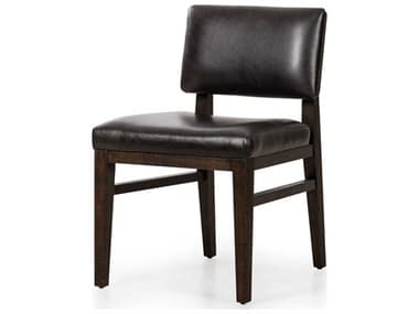 Four Hands Caswell Carlo Oak Wood Brown Leather Upholstered Armless Dining Chair FS238452006