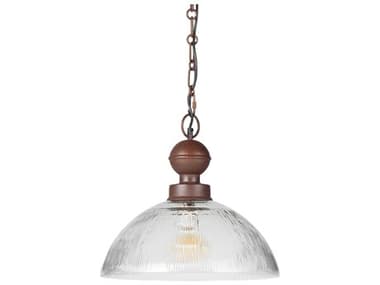 Four Hands Asher 18" 1-Light Faceted Clear Glass Rustic Iron Brown Bowl Pendant FS238486001
