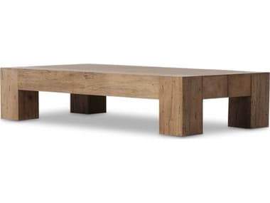 Four Hands Wesson Abaso 70" Rectangular Rustic Wormwood Oak Coffee Table FS238571001