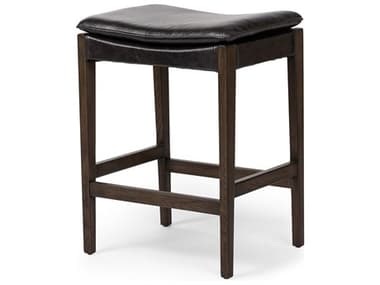 Four Hands Ashford Aya Sonoma Black Leather Oak Wood Counter Stool FS238907004