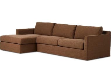 Four Hands Helm 112" Wide Brown Fabric Upholstered Sectional Sofa FS238940002