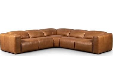 Four Hands Norwood Radley 5 - Piece Reclining 129" Wide Brown Leather Upholstered Sectional Sofa FS238971001