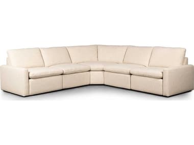 Four Hands Norwood Tillery Power Recliner 5 - Piece 139" Wide Cream Fabric Upholstered Sectional Sofa FS238976002