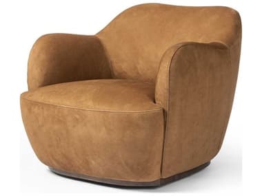Four Hands Westgate 35" Swivel Brown Leather Accent Chair FS239124003