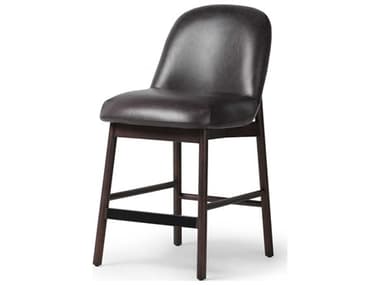 Four Hands Allston Sonoma Black Mocha Ash Iron Leather Upholstered Counter Stool FS239492004