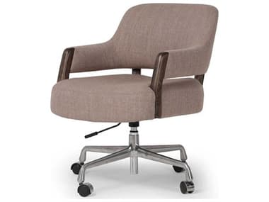 Four Hands Allston Brown Upholstered Adjustable Swivel Computer Office Chair FS239536004