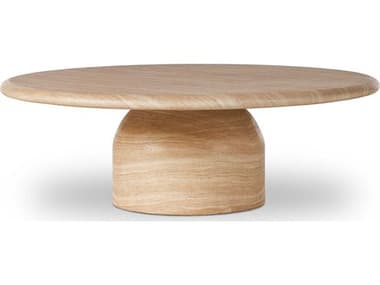 Four Hands Chandler 48" Round Concrete Sand Striae Coffee Table FS240084001