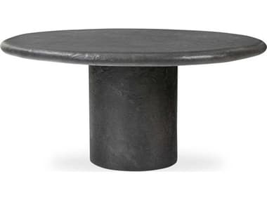 Four Hands Chandler 34" Round Textured Black Concrete Coffee Table FS240086001