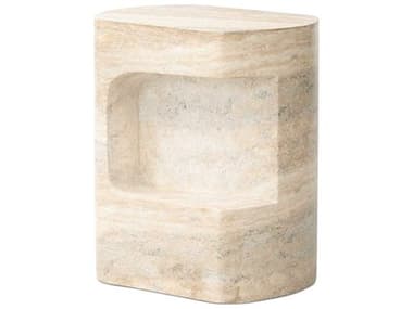 Four Hands Chandler 15" Oval Concrete Textured Sandy Grey End Table FS240100002