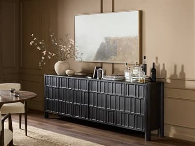 Four Hands Aiden Ezri Black Oak Wood Sideboard FS240888002